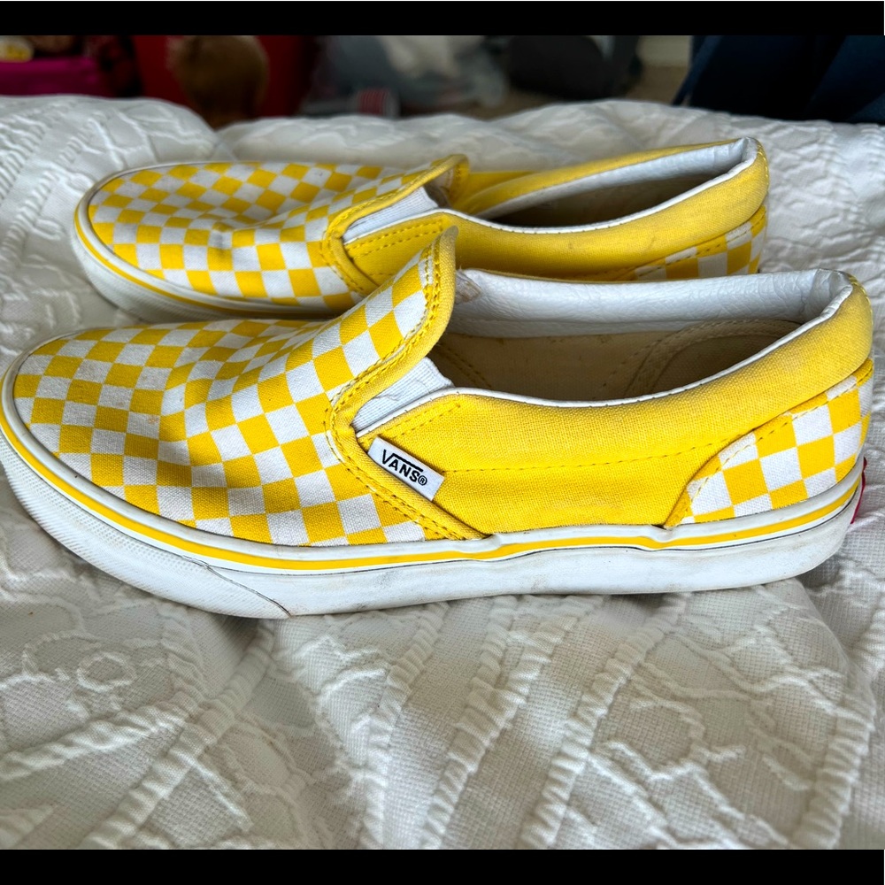 Yellow Checkered Van Sneakers